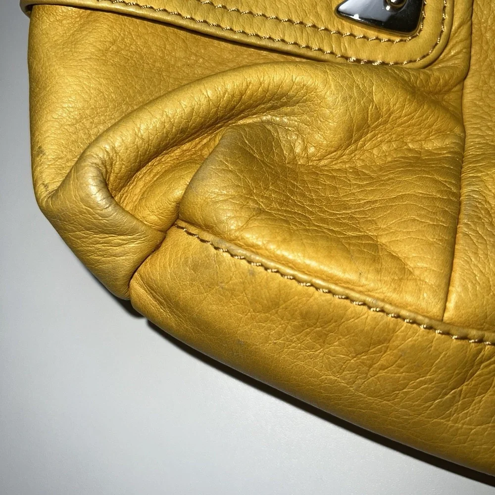 B. Makowsky Buttery Soft Genuine Leather Hobo Belted Shoulder Bag Mustard
